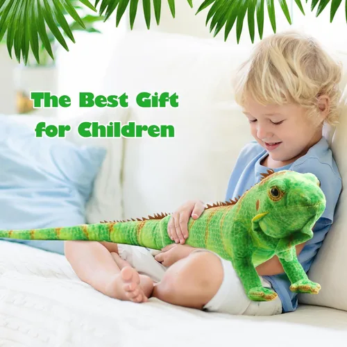 Miniatura 5 de Syhood Animales de peluche de lagarto de 37.4 pulgadas de felpa realista, lagarto de felpa suave, regalo para amantes de los animales, cumpleaños