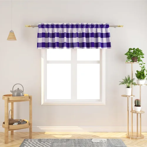 Miniatura 47 de Cenefas de cortina para ventana de 16 pulgadas de largo, 2 paneles de cuadros búfalo, cortinas pequeñas con bolsillo para barra, estilo clásico