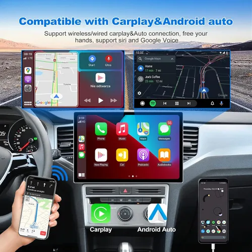 Miniatura 4 de 6+128 GB 13 pulgadas doble DIN pantalla táctil Android coche estéreo con cámara frontal y trasera Octa Core Qualcomm QLED Bluetooth GPS Radio DSP AM