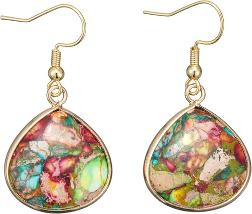 Aretes bohemios de piedra natural para mujer, diseño único de jaspe imperial, hipoalergénicos, ligeros, aretes colgantes de múltiples estilos,