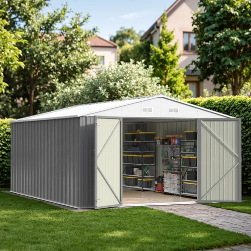 Miniatura 17 de Patiowell Cobertizo de almacenamiento al aire libre de 5 x 3 pies, cobertizo de herramientas con techo inclinado y puerta con cerradura, cobertizo