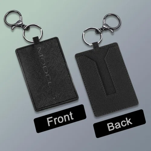 Miniatura 7 de Tarjetero de cuero genuino con llavero, funda protectora antiarañazos compatible con el modelo 3 Y