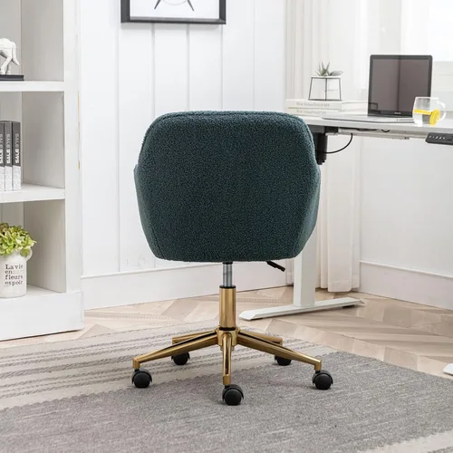 Miniatura 5 de Silla de oficina en casa, silla de escritorio peluda, silla de tocador tapizada y esponjosa, silla de trabajo moderna, silla giratoria ajustable