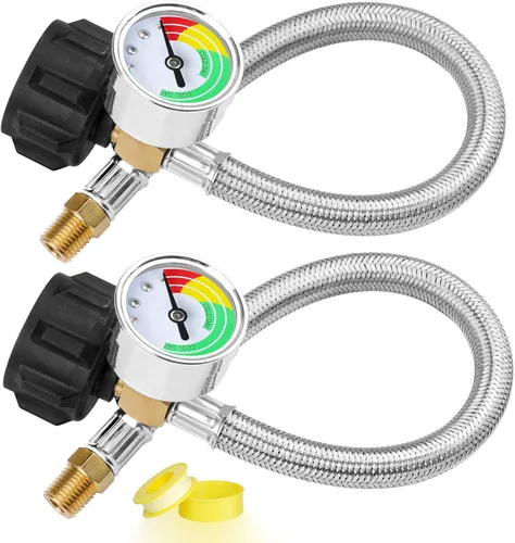 Mejora de 20 Pulgadas Manguera de Propano para RV con Calibre, Manguera de Propano para Caravana para Regulador de Dos Etapas de RV, Trenzada de