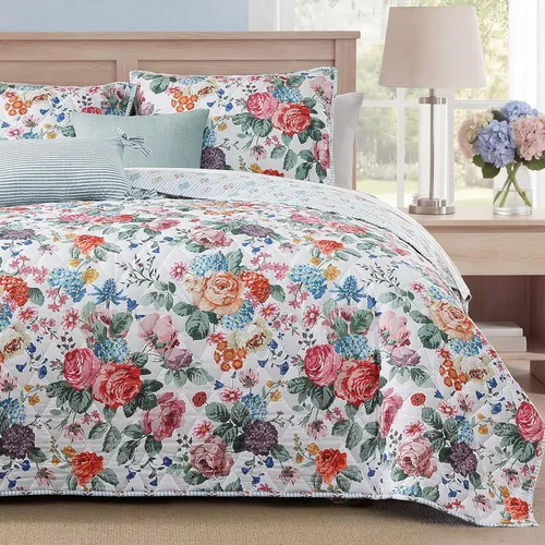 Miniatura 11 de WRENSONGE Colcha floral tamaño Queen – Juego de ropa de cama reversible de flores botánicas, colcha ligera y suave para todas las estaciones