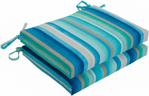 Miniatura 17 de Pillow Perfect Cojín cuadrado para asiento de silla esquinera para interiores y exteriores con lazos, relleno de fibra de felpa, resistente a