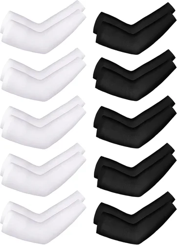 Miniatura 9 de Boao 10 pares de mangas UV para brazos para hombres y mujeres, cubierta de tatuajes refrescante, mangas de compresión con protección solar