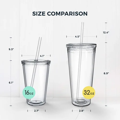 Miniatura 5 de Maars® - Vasos de viaje aislados de 32 onzas, acrílico de doble pared, paquete de 3