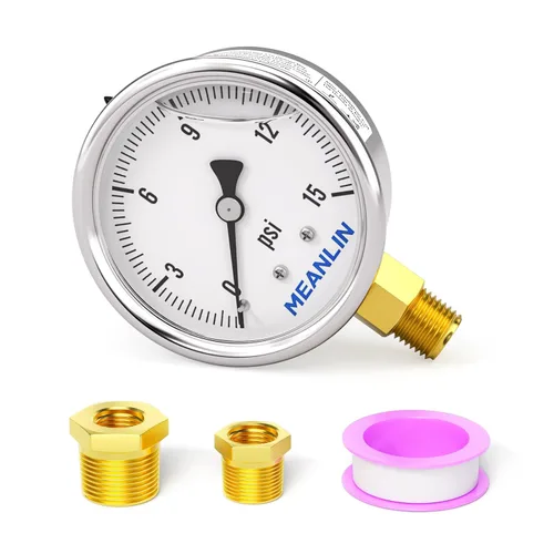 Miniatura 92 de MEANLIN MEASURE - Manómetro de acero inoxidable, relleno de líquido, esfera con cara de 2.5 pulgadas, NPT de 1/4 de pulgada, agua, aceite y gas