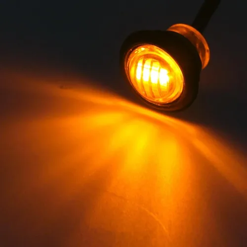 Miniatura 4 de Partsam 2 piezas de 3/4" Luz LED de marcador ámbar mini, luz de alerón de distancia, señal de giro, 3 cables, 12V