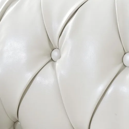 Miniatura 5 de LEVNARY Sillón tapizado de cuero, moderno sofá individual de mediados de siglo con brazos enrollados y cabeza de clavo, silla Chesterfield de piel