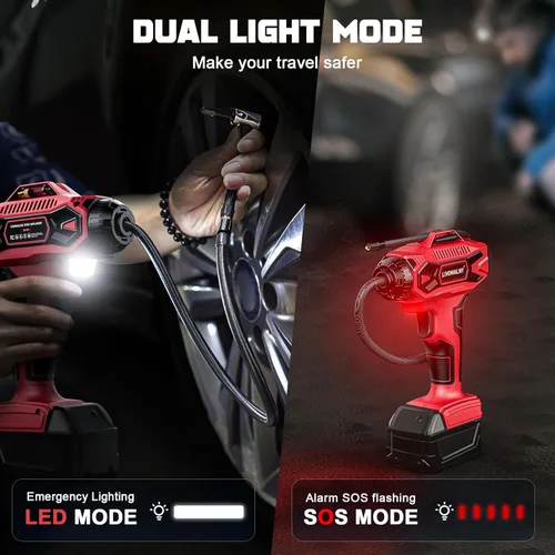 Miniatura 6 de LIVOWALNY Compresor de aire para inflador de neumáticos, compatible con batería Milwaukee de 18 V, bomba de aire eléctrica portátil inalámbrica