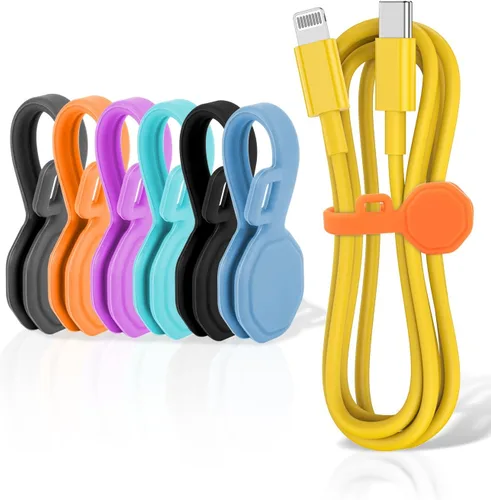 6 PCS Bridas Magnéticas de Silicona para Cables, Clips para Cables Organizador de Cordones [1S] Gestión de Cables de Cordones, Organizador Magnético