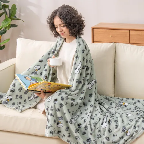 Miniatura 4 de Manta de lana Berkshire Blanket Peanuts® VelvetLoft® Caracteres lindos de Snoopy, manta de felpa de Peanuts Snoopy y Woodstock con nuevas flores