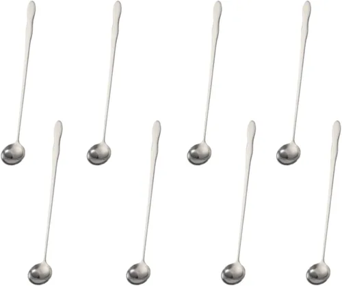 Miniatura 10 de Juego de 8 cucharas mezcladoras de acero inoxidable con mango largo de 7.9 in para café, batidos, jugos, cócteles