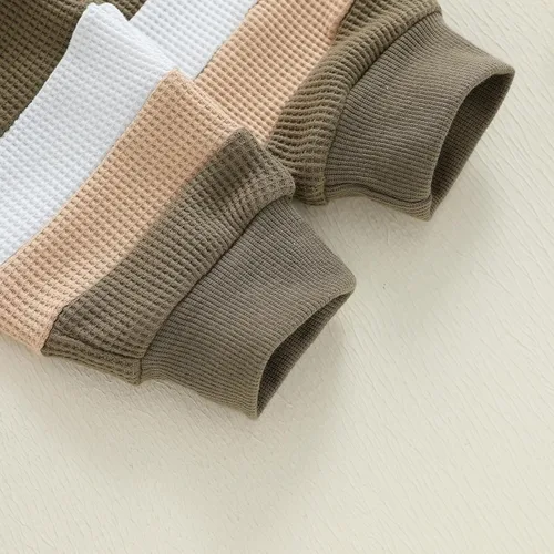 Miniatura 15 de Kuriozud Conjunto de 2 piezas de sudadera con cuello redondo y pantalones deportivos para niños pequeños para otoño e invierno
