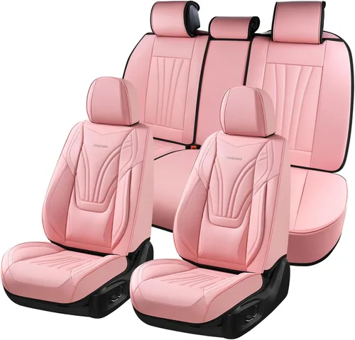 Miniatura 11 de Coverado Fundas para Asientos de Coche, Protector de Asiento con Soporte Lumbar y Reposacabezas Removible, Cojín de Asiento de Piel Transpirable