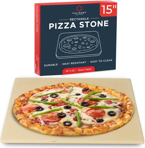 Miniatura 8 de Culinary Couture Piedra redonda para pizza de 15 pulgadas para horno, piedra grande para pizza para parrilla, piedras de cordierita para pan