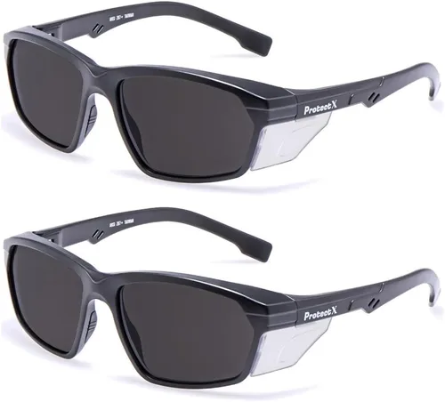 Miniatura 15 de ProtectX Anteojos de seguridad clásicos, lentes antivaho resistentes a los arañazos, gafas protectoras para el trabajo, interior/exterior, ANSI Z87.1