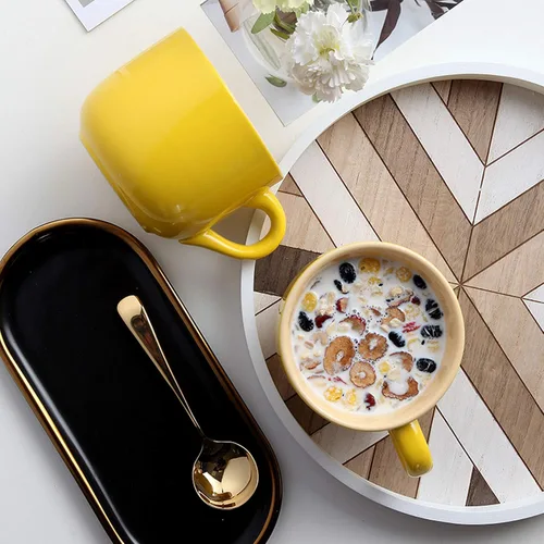Miniatura 4 de TeenFighter Taza grande de avena de porcelana - 23 onzas (680mL) Taza de café ancha, taza de desayuno y tazón de sopa, apta para microondas y Yema