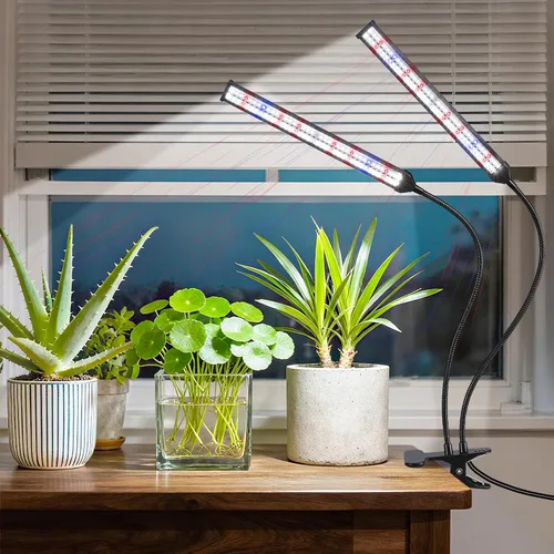 Miniatura 8 de Luz de crecimiento de plantas con clip para interiores, luz de crecimiento de espectro completo con 156 LED, cuello de cisne flexible y temporizador