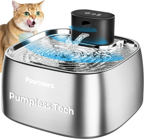 Fuente de agua para gatos sin bombeo, dispensador automático inalámbrico de agua para gatos y perros, 108 oz/3.2 L, fuente Pawtners para mascotas