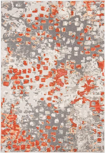Miniatura 51 de SAFAVIEH MAD425H Madison Collection Alfombra decorativa cuadrada de 3', gris/naranja, diseño abstracto bohemio desgastado, no desprende pelusa