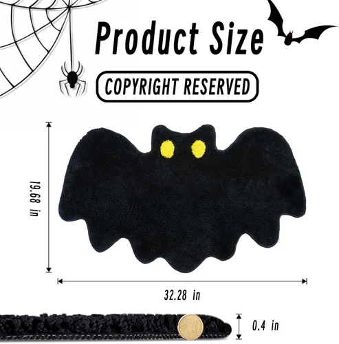 Miniatura 2 de Alfombra de baño de Halloween para decoración de baño, tapete de baño de murciélagos góticos, antideslizante, lindas alfombras para cocina