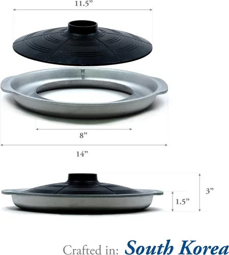 Miniatura 5 de COOKKING - Sartén para parrilla BBQ tradicional coreana, forma de caldera con tapa - Parrilla de aluminio fundido antiadherente