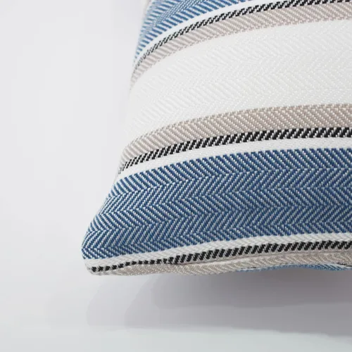 Miniatura 3 de 2 Piezas Fundas de Almohada Azul Marino Blanco a Rayas de Lino Suave Cuadradas Funda de Almohada Decorativa para Sofá con Cierre Oculto - 30,5 x