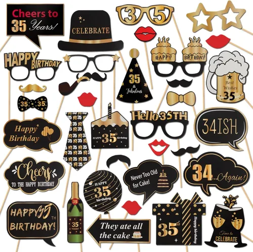 Miniatura 20 de LINGTEER Accesorios para fotomatón de fiesta de cumpleaños feliz 20, saludos a cumpleaños 20, accesorios de decoración para fiesta de cumpleaños