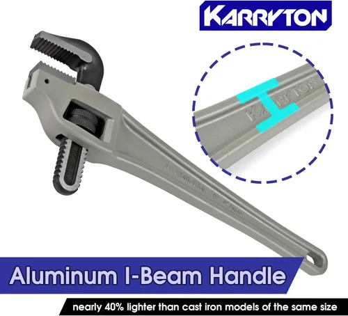 Miniatura 5 de Llave para tubos de aluminio con desplazamiento de 18 pulgadas, capacidad de mandíbula ajustable de 3.5"/89mm, llave de plomería resistente