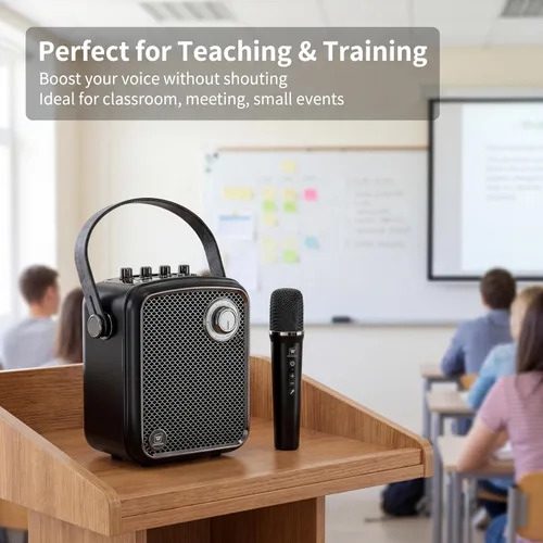 Miniatura 5 de Amplificador de voz de 70 W para profesores de enseñanza/hablar en público/altavoz PA portátil de metal de karaoke, micrófono inalámbrico de mano
