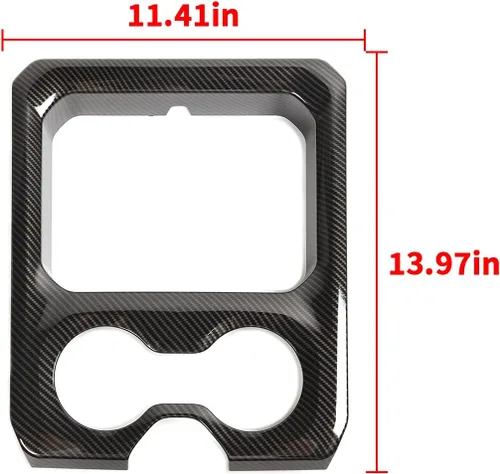 Miniatura 5 de Cubierta de panel de consola central de fibra de carbono con portavasos para apoyabrazos delantero Compatible con 2019-2025 Dodge RAM 1500 2500 3500