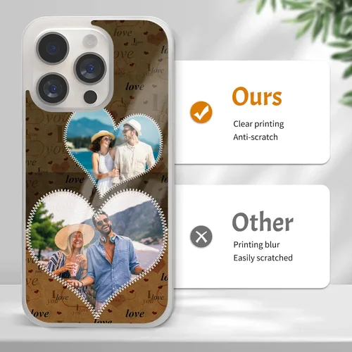 Miniatura 5 de Fundas de teléfono personalizadas con corazones estéticos con 2 imágenes, collage de cuadros, regalos a juego para parejas para iPhone 11 12 13 14