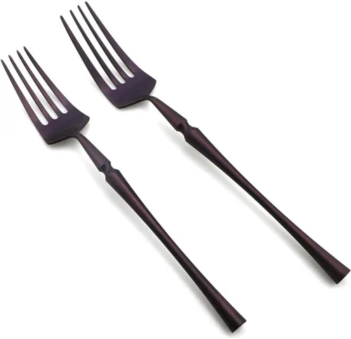 Miniatura 5 de JASHII Juego de cubiertos de lujo de 20 piezas, color morado, para 4 cuberterías, acero inoxidable 304, incluye cuchillo de cena, tenedor, cuchara