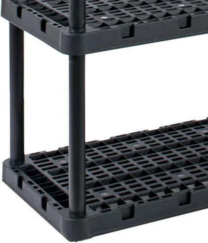 Miniatura 9 de Gracious Living Estantería de almacenamiento de 4 estantes, resistente para el hogar y el garaje, color negro, estantes organizadores de plástico