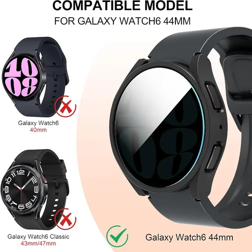 Miniatura 2 de Suoman Paquete de 4+4 fundas para Samsung Galaxy Watch 6 Classic de 1.732 pulgadas (1.732 in), protector de pantalla de privacidad de vidrio