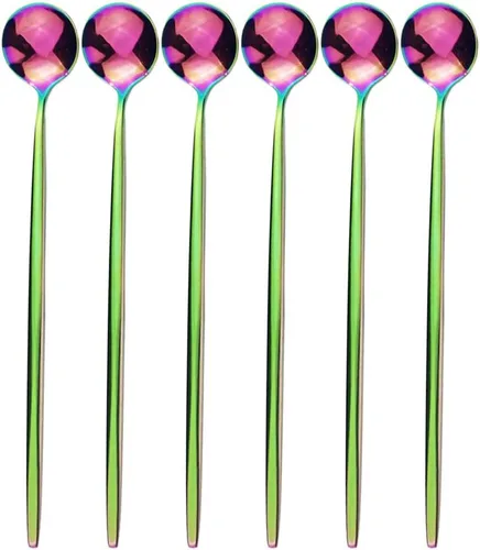 Miniatura 6 de Cubertería de acero inoxidable 304 de cobre de mango largo Cucharas de té de helado Cucharas de mezcla Vajilla Vajilla Servicio de cocina Juego