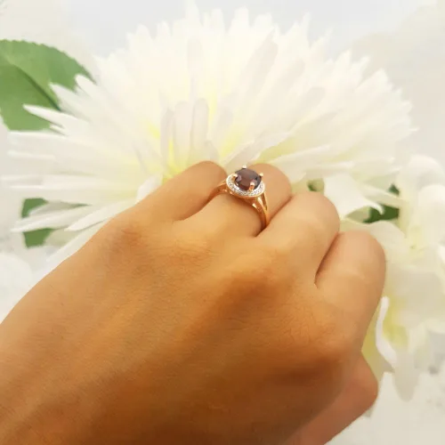 Miniatura 195 de Dazzlingrock Collection Anillo de compromiso redondo de 0.276 in con halo de diamante blanco y vástago dividido para ella en oro macizo de 14