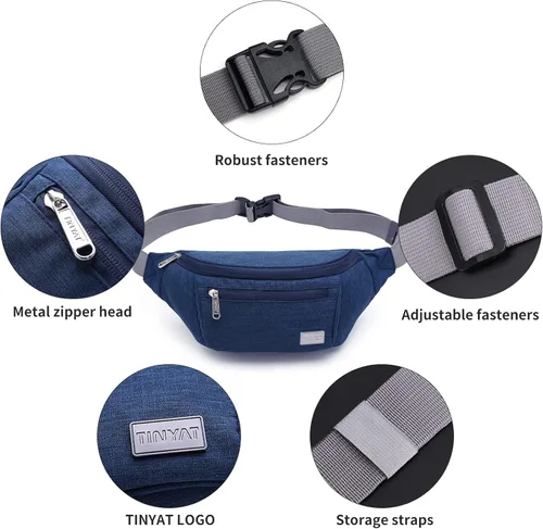 Miniatura 5 de TINYAT Riñonera grande de viaje ligera para hombres y mujeres con correa ajustable T206, Azul, Deportes