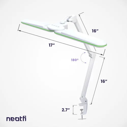 Miniatura 9 de Neatfi Elite HD XL - Lámpara LED de escritorio, 3 modos de luz, 90 piezas SMD LED, atenuación no polar, iluminación brillante que cuida los ojos