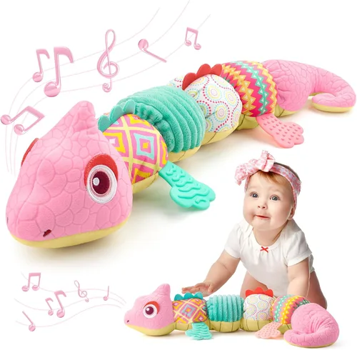 AWOTOY Juguetes para bebés de 0-6-12 meses, juguetes de peluche musicales con actividad, suaves y multisensoriales con crujido, sonajeros y