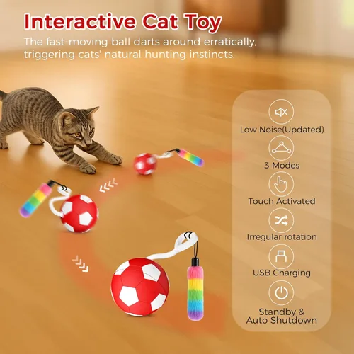 Miniatura 4 de VIWIK Juguetes interactivos para gatos de interior, juguete de bola de gatito activado por movimiento automático, juguetes de estimulación
