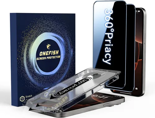 Miniatura 9 de OneFish Protector de pantalla para iPhone 13 Pro Max / 14 Plus de privacidad, vidrio templado antiespía de 4 vías de 360°, dureza 9H, bordes