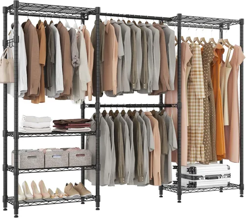 BATHWA - Perchero de alta resistencia independiente para espacio de 68.9 a 90.2 pulgadas | Expandable Clothing Storage, Adjustable 6 Shelves, 4