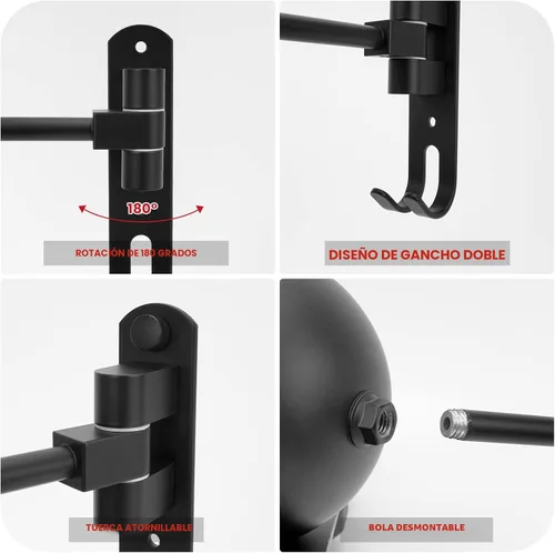 Miniatura 4 de Colgador de Casco para Pared Giratorio 180° Soporte para Casco para Motocicleta Bicicleta Carreras Ropa Exterior Equipo Deportivo Negro-1