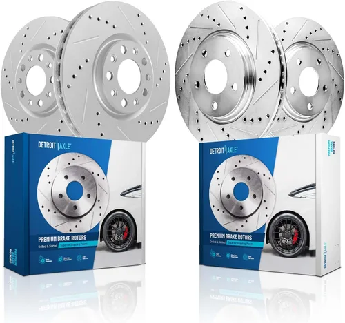 Miniatura 9 de Detroit Axle - Rotores de freno para Ford 2013-2019 Explorer Taurus Flex Lincoln MKT MKS, rotores de freno de disco ranurados perforados de repuesto
