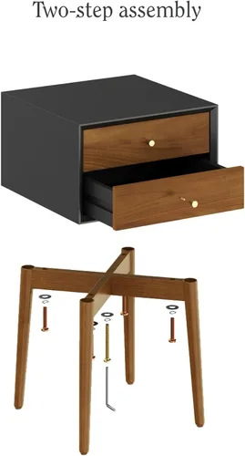 Miniatura 9 de Nathan James - Mesita de noche lateral Harper moderna, mesa decorativa o auxiliar con cajón de almacenamiento, 1, negro/marrón