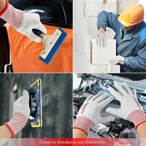 Miniatura 7 de FOSHIO Guantes de vinilo con envoltura - Herramienta profesional de aplicación antiestática, guantes de trabajo libres de polvo de fibra de carbono
